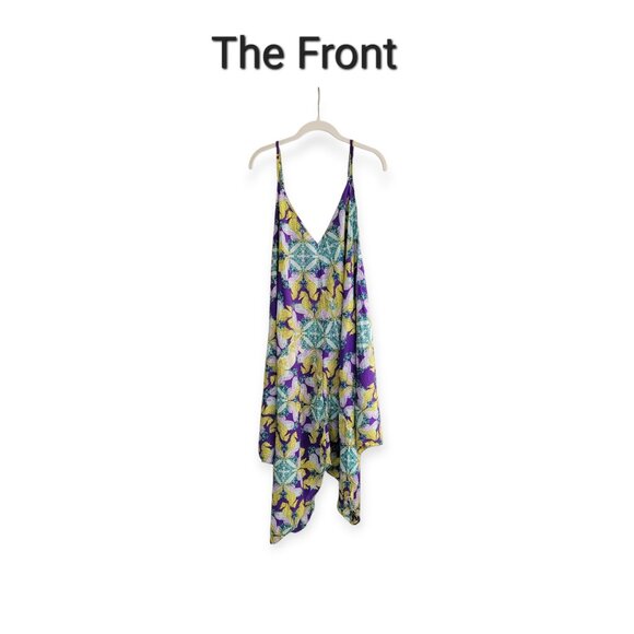 Anthropologie Purple Yellow **Seahorse Print Dress 1X** - Picture 5 of 12